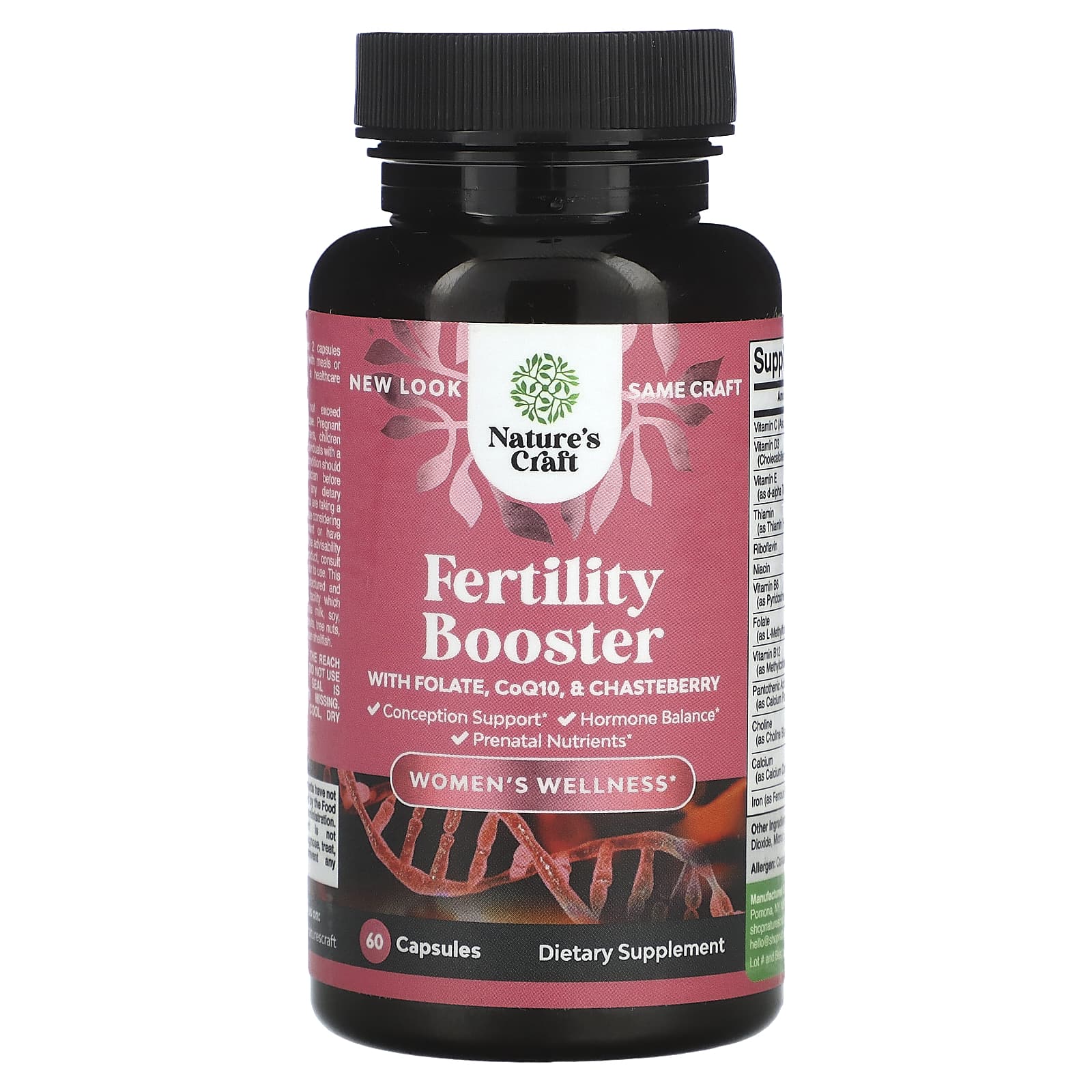 Nature's Craft, Women's Wellness, Fertility Booster with Folate, CoQ10, & Chasteberry, 60 Capsules - Medaid International