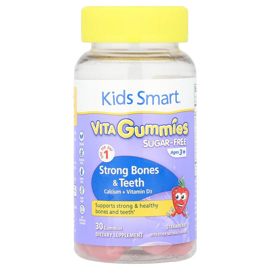 Kids Smart, Kids Smart, Calcium + Vitamin D3, Ages 3+, Strawberry, 30 Gummies - Medaid International