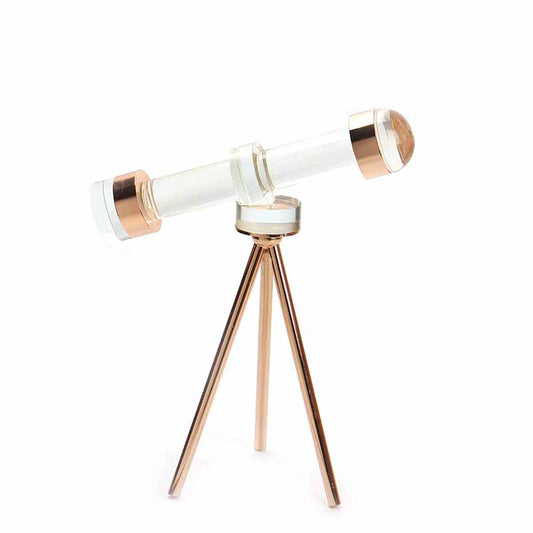 25 CM Crystal Glass Telescope Model Ornament with Metal Bracket Artwork for Living Room Bedroom Tabletop Office Home Decoration - Medaid