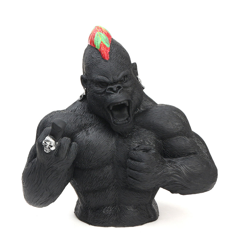 25 CM Resin Angry Gorilla Sculpture Figurines Display Art Statue for Living Room Tabletop Home Decoration Black - Medaid