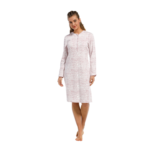 Pastunette Nightgown Interlock In  Zebra Pink/White - Medaid International