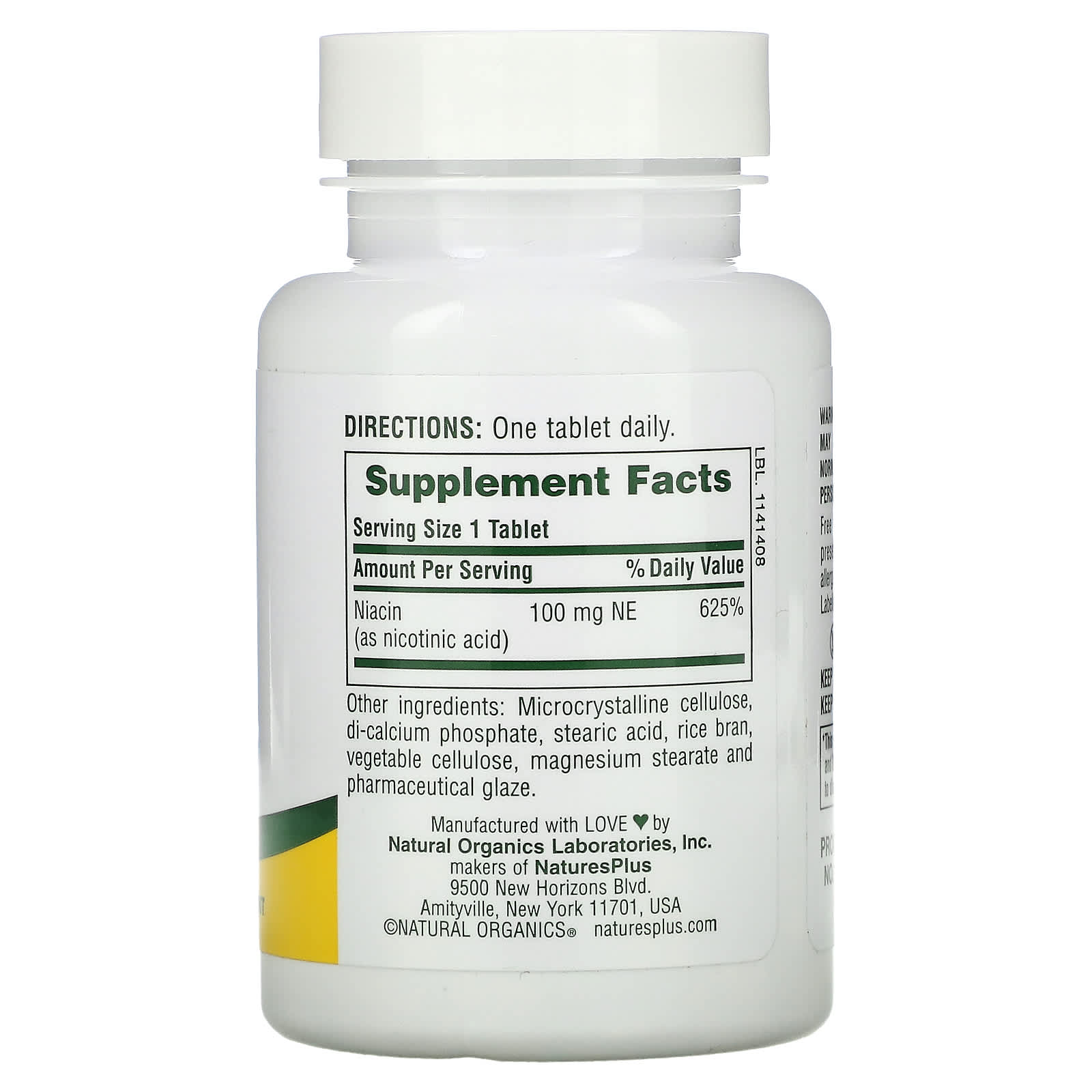 NaturesPlus, Niacin, 100 mg, 90 Tablets - Medaid International