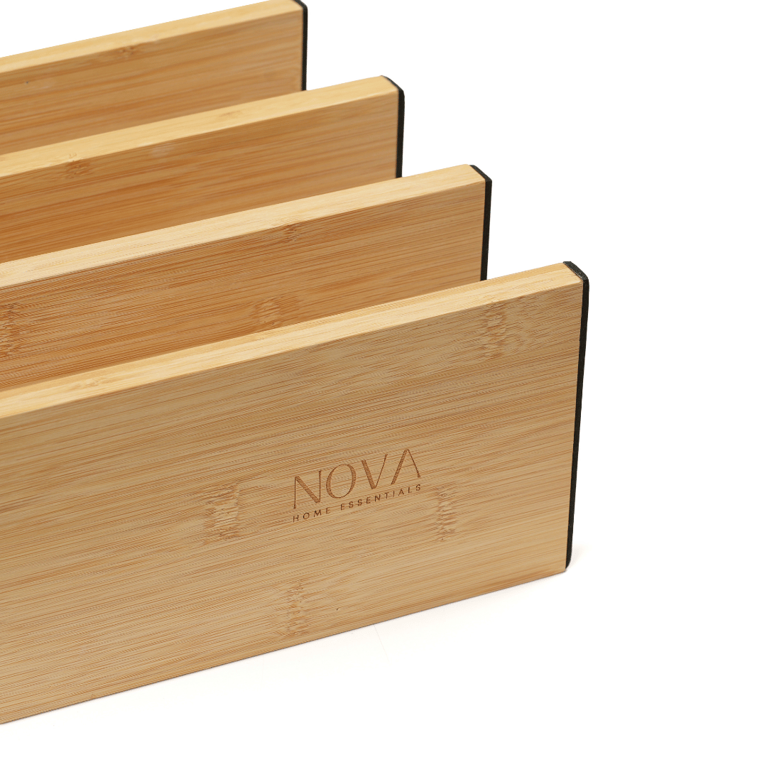 Wide Bamboo Adjustable Drawer Dividers (Pack of 4)