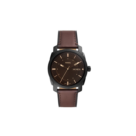 Fossil Machine Three-Hand Date Brown Eco Leather Watch - Medaid International