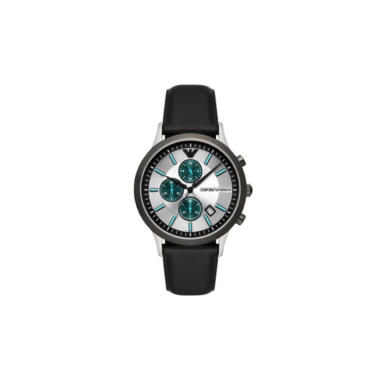 Emporio Armani Chronograph Black Leather Watch - Medaid