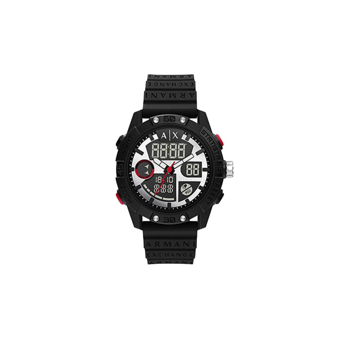 Armani Exchange Analog-Digital Black Silicone Watch - Medaid