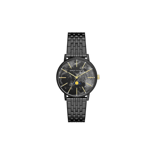 Armani Exchange Moonphase Multifunction Black Stainless Steel Watch - Medaid