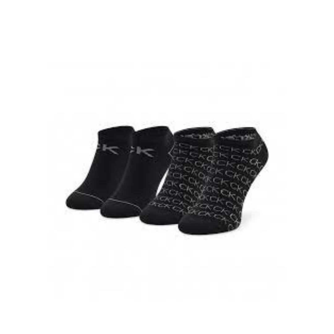 Calvin Klein 2 Pack Sneaker All Over Logo Black Socks - Medaid International
