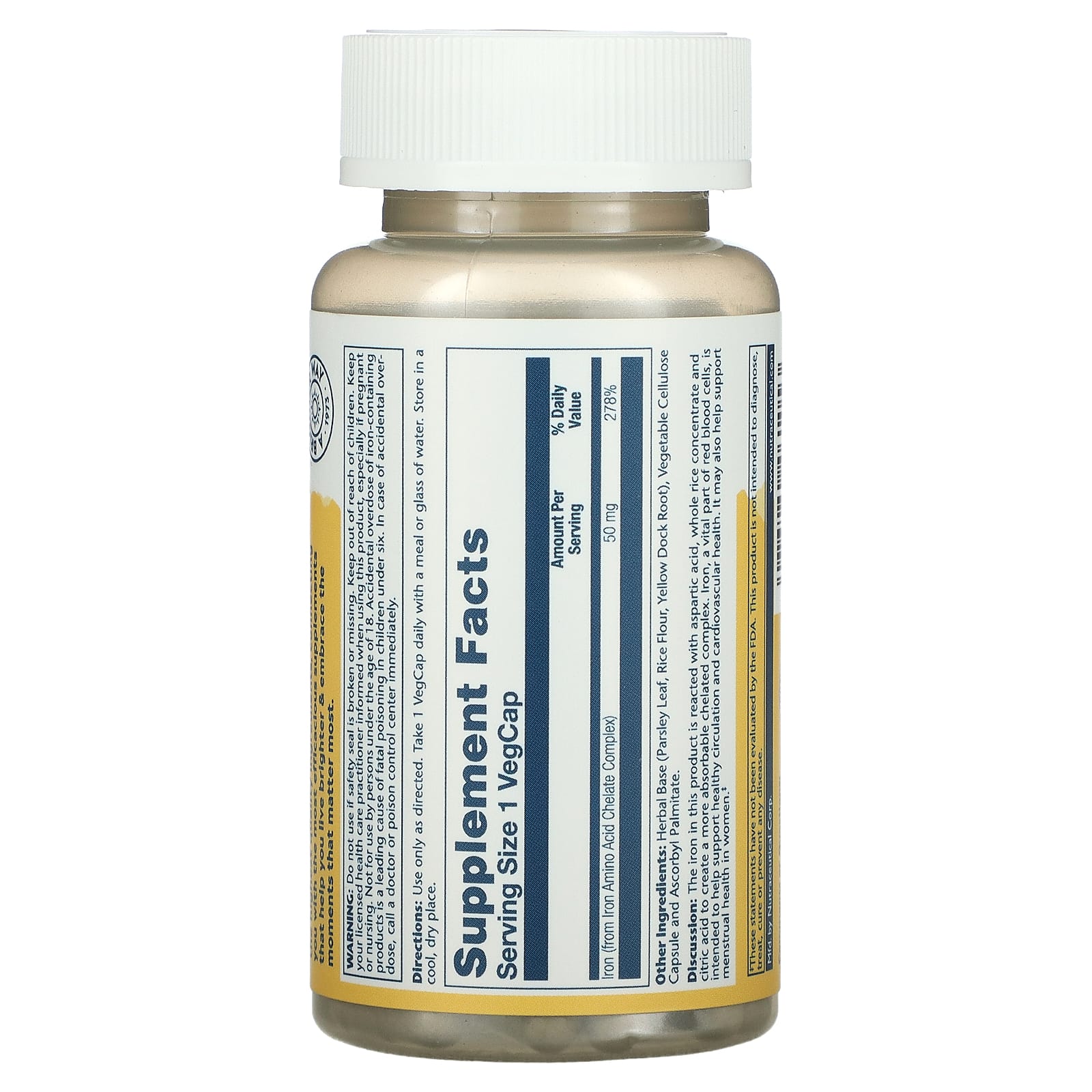 Solaray, Iron, 50 mg, 60 VegCaps - Medaid International