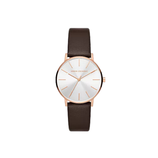 Armani Exchange Brown Leather Watch, AX5592 - Medaid