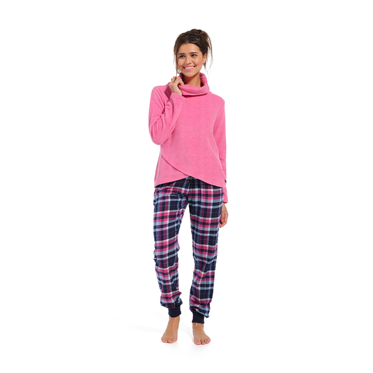 Rebelle Set Pyjama  long trousers with collar  Dark Pink - Medaid International