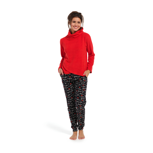 Rebelle Set Pyjama  long trousers with collar  Red Black - Medaid International