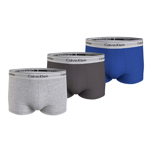 Calvin Klein Modern Cotton 3-Pack Low Rise Trunk Royal Blue/Heather/Anthracite - Medaid International