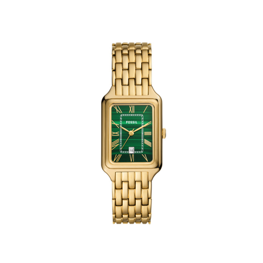 Fossil Raquel Three-Hand Date Gold-Tone and Green Dial Stainless Steel Watch - Medaid International