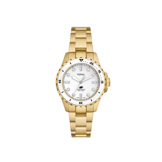 Fossil Blue Dive Three-Hand Gold-Tone Stainless Steel Watch - Medaid International
