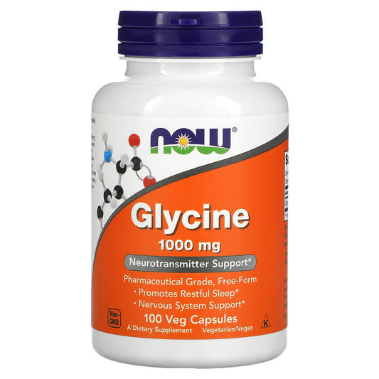 NOW Foods, Glycine, 1,000 mg, 100 Veg Capsules - Medaid International