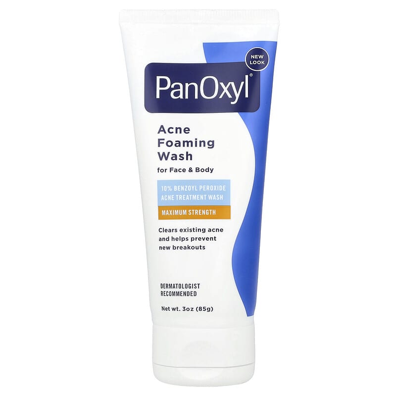 PanOxyl, Acne Foaming Wash For Face & Body, 10% Benzoyl Peroxide, Maximum Strength, 3 oz (85 g) - Medaid International