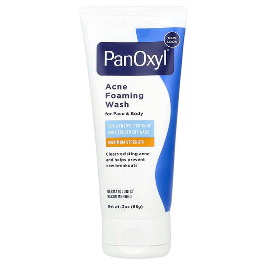 PanOxyl, Acne Foaming Wash For Face & Body, 10% Benzoyl Peroxide, Maximum Strength, 3 oz (85 g) - Medaid International