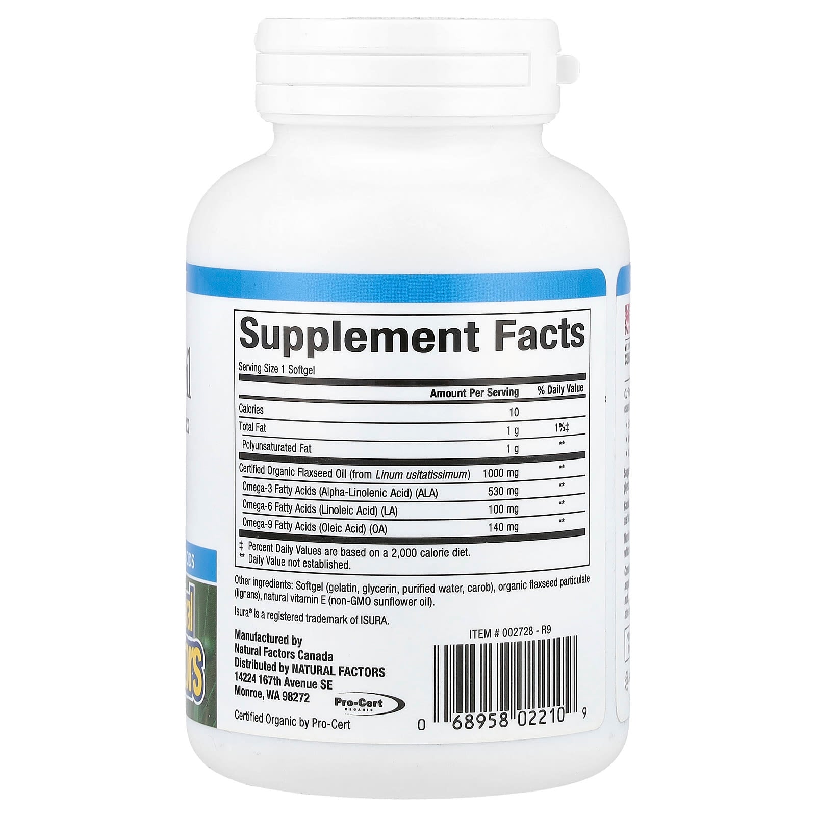Natural Factors, OmegaFactors, Flaxseed Oil, 1,000 mg, 90 Softgels - Medaid International