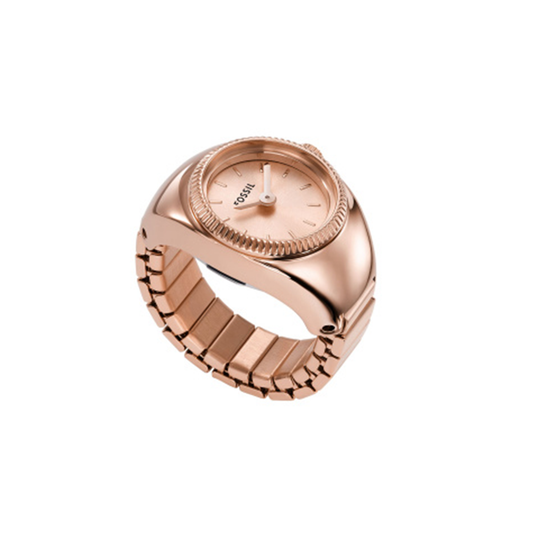 Fossil Watch Ring Two-Hand Rose Gold-Tone Stainless Steel - Medaid International