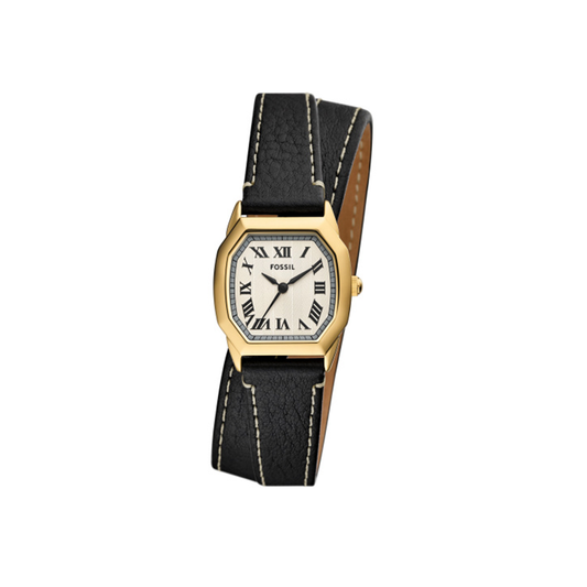 Fossil Harlow Three-Hand Black Leather Watch - Medaid International