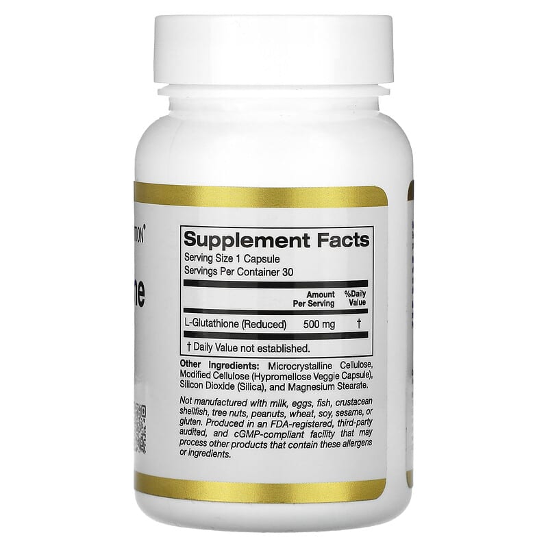 California Gold Nutrition, L-Glutathione , 500 mg, 30 Veggie Capsules - Medaid International