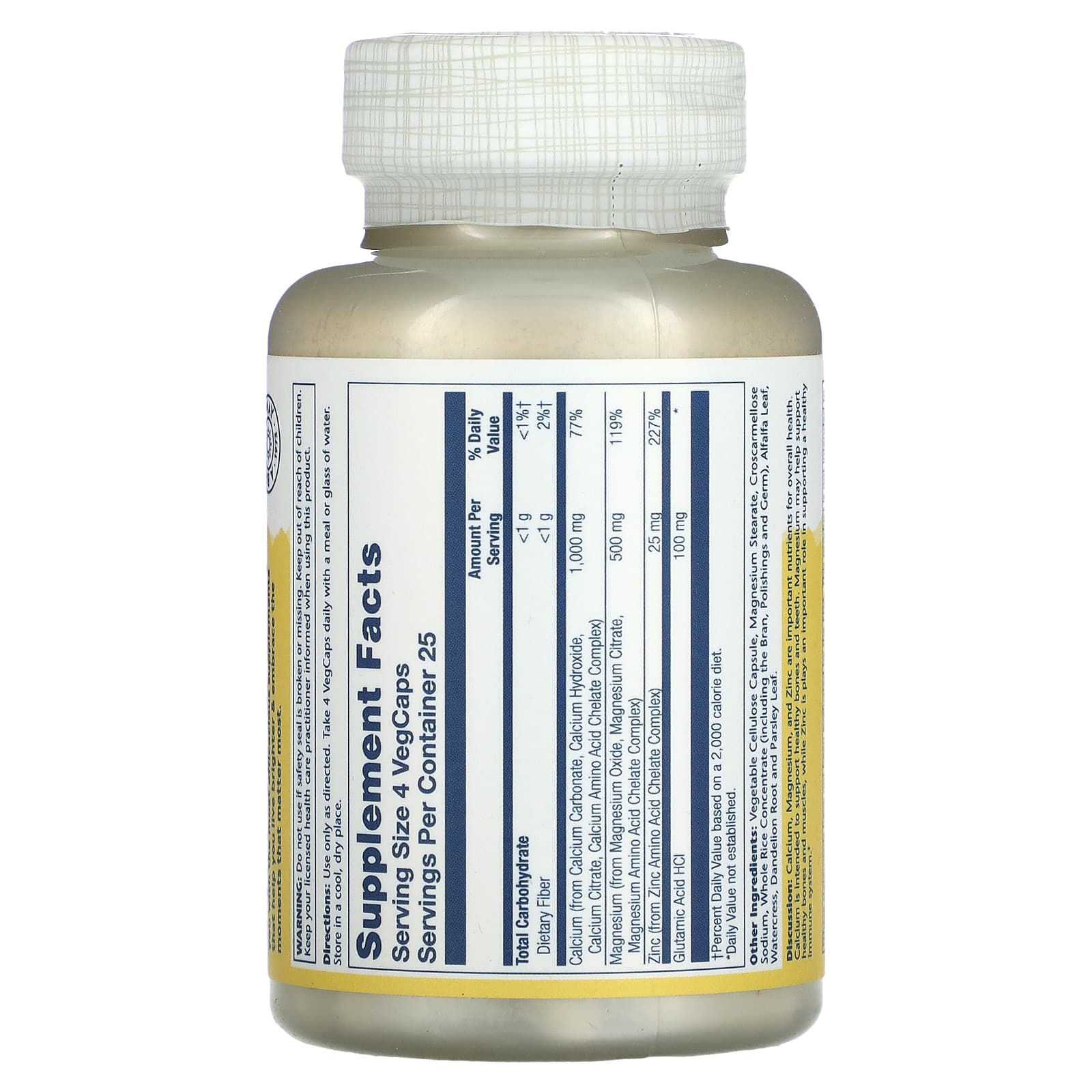 Solaray, Calcium Magnesium Zinc, 100 VegCaps - Medaid International