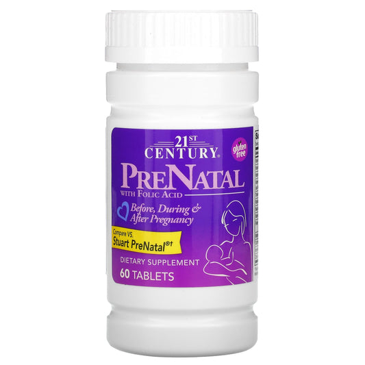 21st Century, PreNatal with Folic Acid, 60 Tablets - Medaid