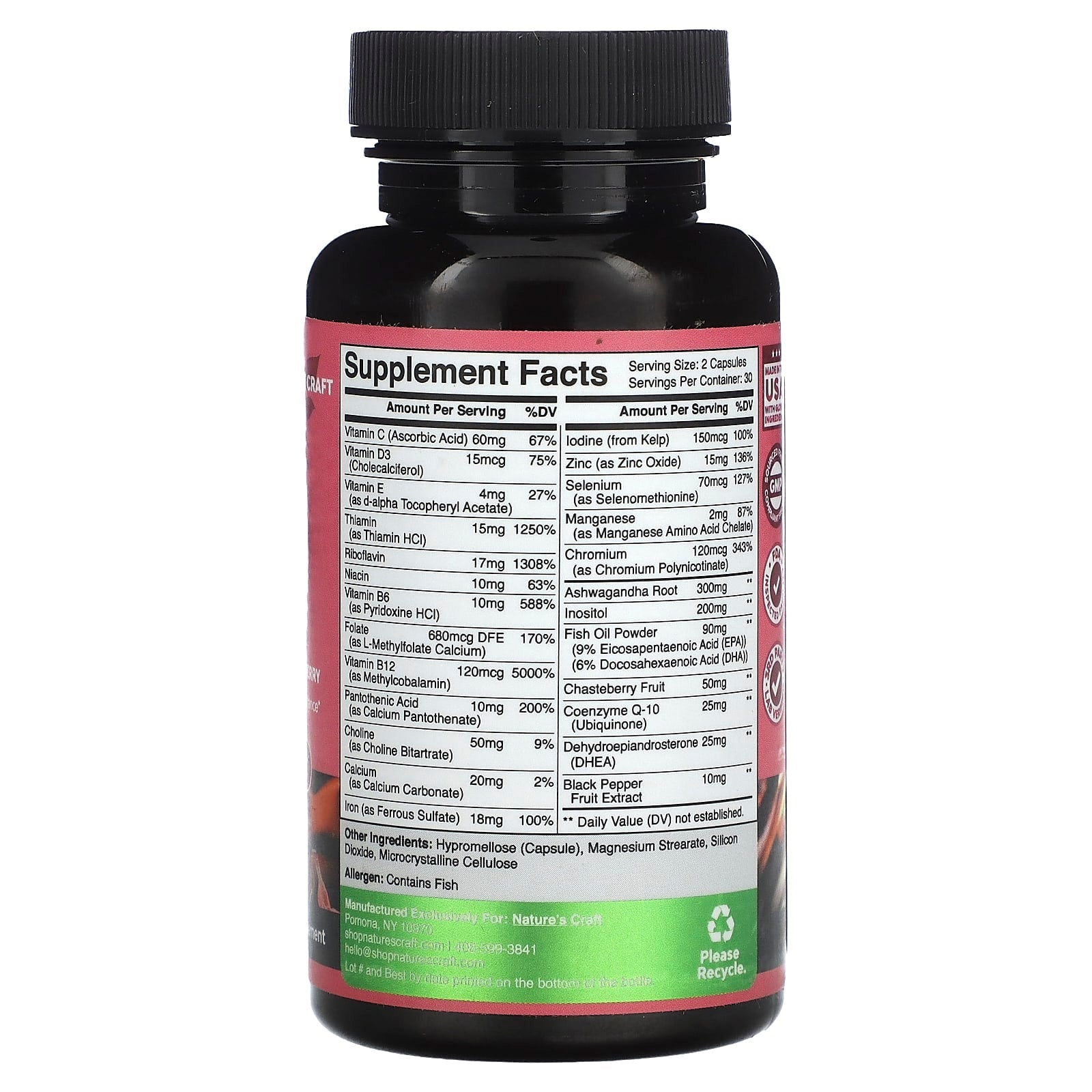 Nature's Craft, Women's Wellness, Fertility Booster with Folate, CoQ10, & Chasteberry, 60 Capsules - Medaid International