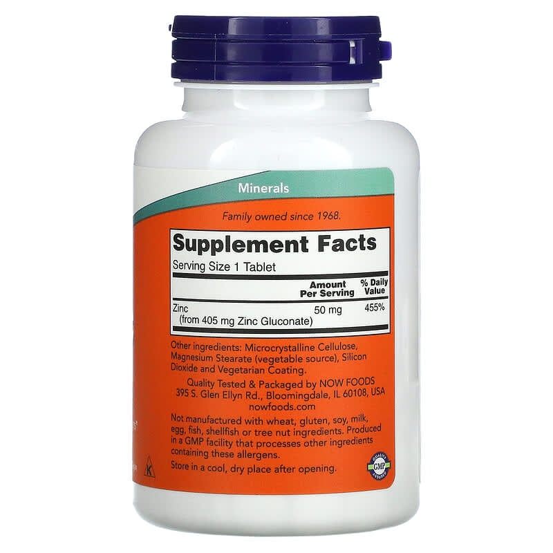 NOW Foods, Zinc, 50 mg, 250 Tablets - Medaid International