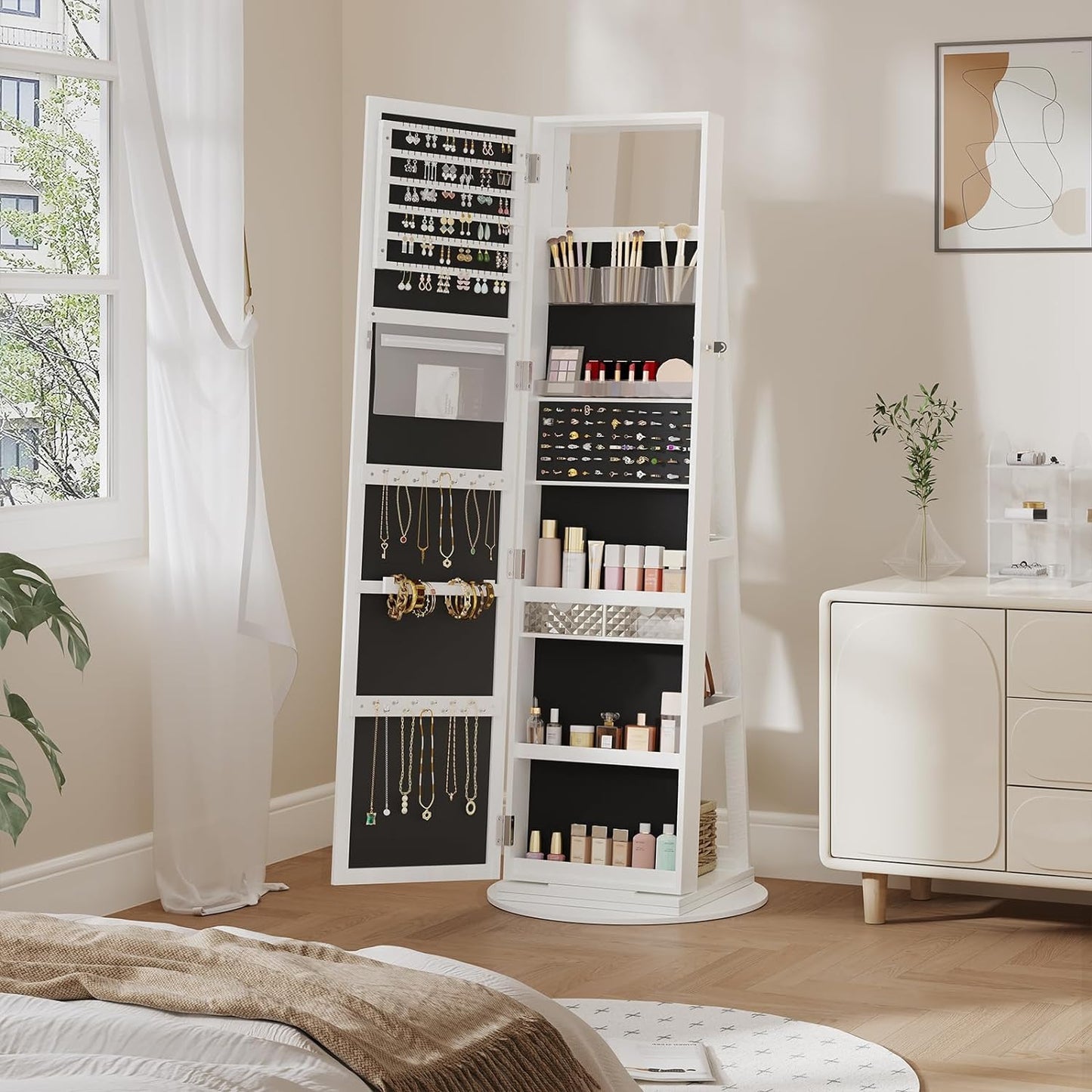 360° Swivel Lockable Jewelry Armoire Mirror