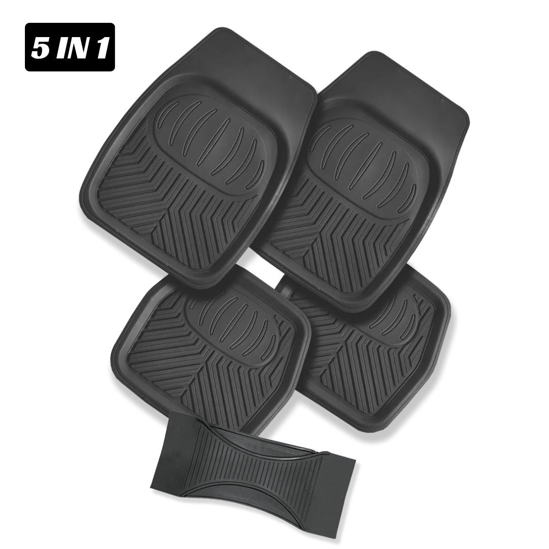 5-Piece Car Floor Mat Set, Anti-Slip Washable Mats for Vehicle Interior Protection (Black) - Medaid International