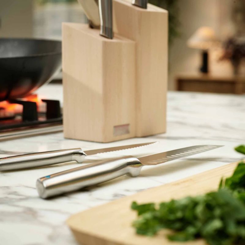 Joseph Joseph Elevate™ Fusion 5-piece Knife & Scissor Set with Beechwood Block - Medaid International