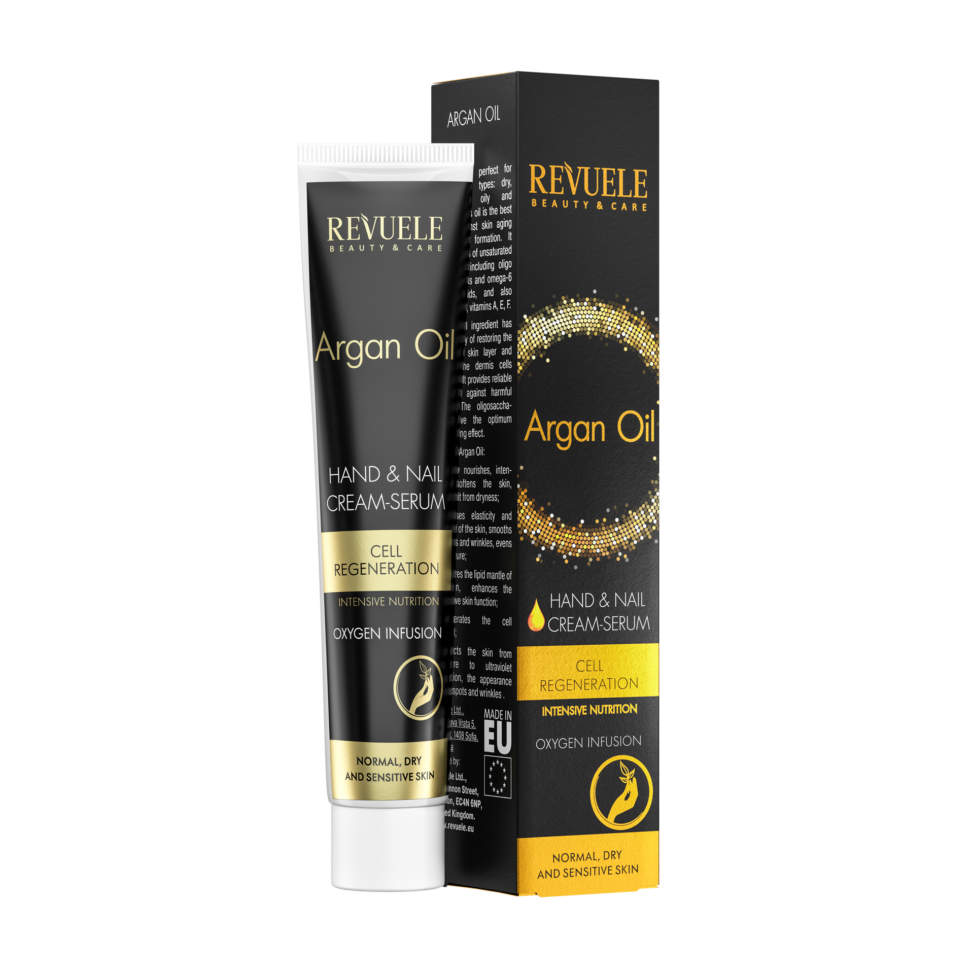 REVUELE ARGAN OIL Hand & Nail Cream-Serum Cell Regeneratoin Oxygen Infusion, 50ml - Medaid