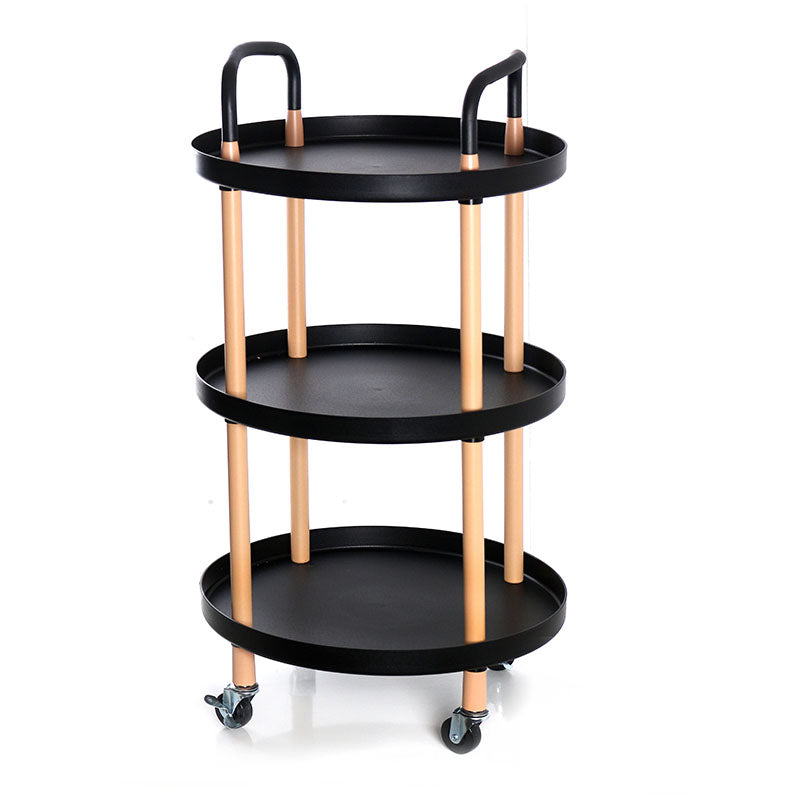 3 Tier Rolling Cart Utility Organizer Multifunction Storage Serving Trolley with Handles and Lockable Wheels for Home Kitchen and Bathroom Black - Medaid