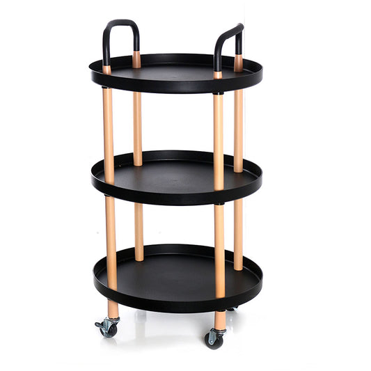 3 Tier Rolling Cart Utility Organizer Multifunction Storage Serving Trolley with Handles and Lockable Wheels for Home Kitchen and Bathroom Black - Medaid