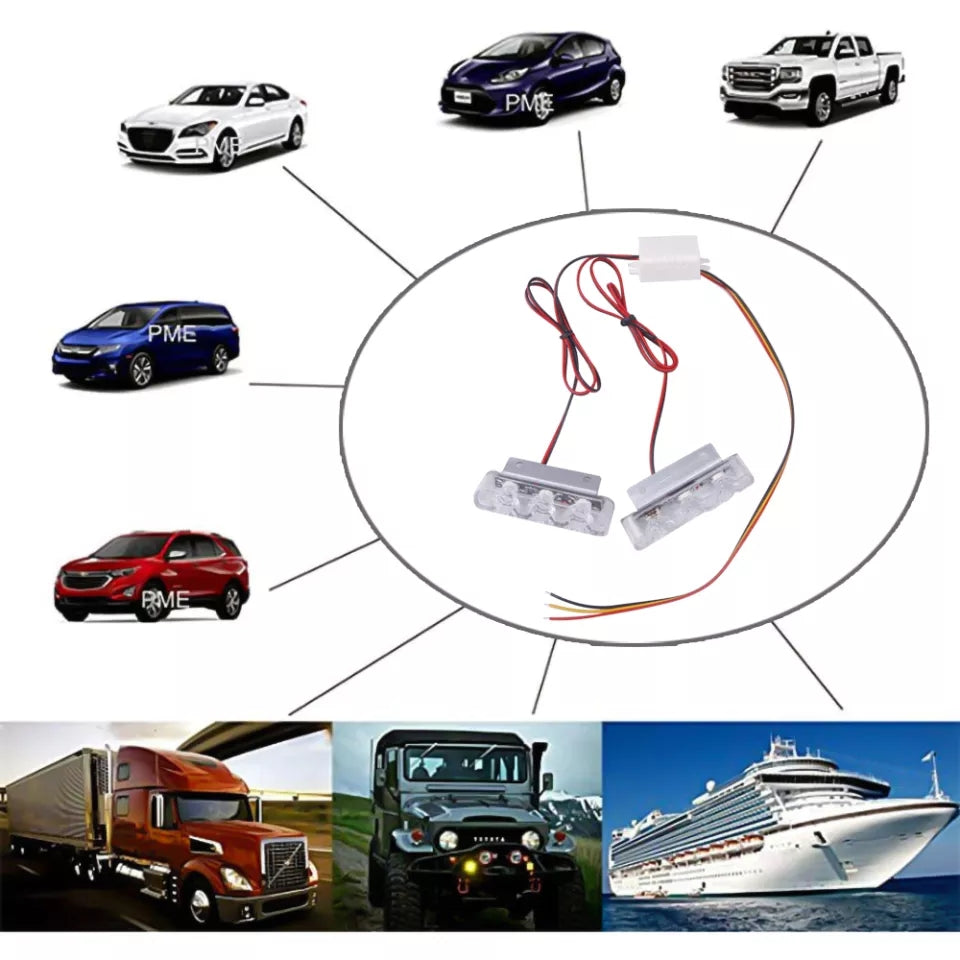 Car Police Strobe Lights Flashers 3 Led Stobe Lights For All Colors - Medaid International