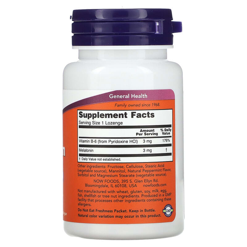 NOW Foods, Melatonin, 3 mg, 90 Lozenges - Medaid International
