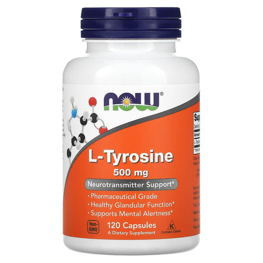 NOW Foods, L-Tyrosine, 500 mg, 120 Capsules - Medaid International