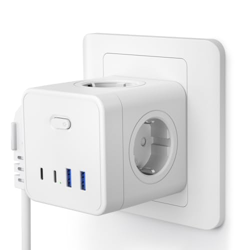 Kinglink - 8 in 1 Wall Cube with 4 AC Outlets, 2 USB, Surge Protection