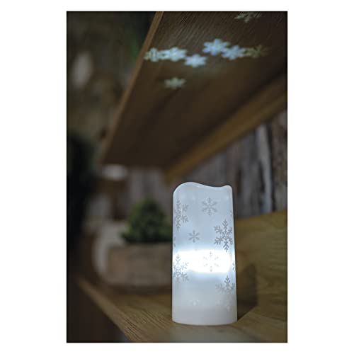 Emos - Robust LED Candle with Projector, Winter Snowflakes, USB/Battery Operated