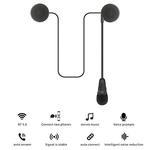Obest - Bluetooth 5.0 Motorcycle Helmet Headphones, Hands-Free, Dual Connect