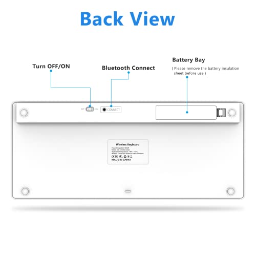 GAOJIE - Wireless Bluetooth Keyboard for iPad, Android, iOS, Windows, Silver