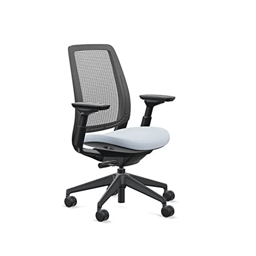Steelcase Series 2 Office Chair - Ergonomic Work Chair with Wheels for Carpet - with Back Support, Weight-Activated Adjustment & Arm Support - Adjustable Rolling Chairs for Desk - Blue Nickel Fabric - Medaid International