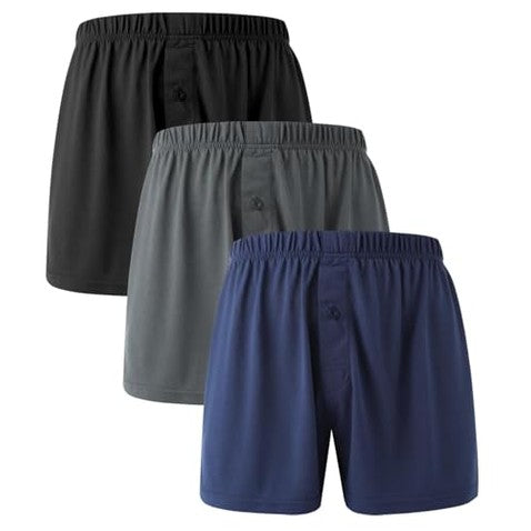 BAMBOO COOL Mens Boxers Durable Comfortable Boxer Shorts for Men Loose Ultra-Soft Men's Underwear (3 Pack) Medium - Medaid International