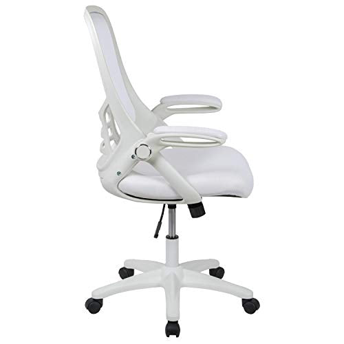 Flash Furniture Porter High-Back Swivel Office Chair with Adjustable Lumbar Support and Height, Ergonomic Mesh Desk Chair with Flip-Up Armrests, White - Medaid International