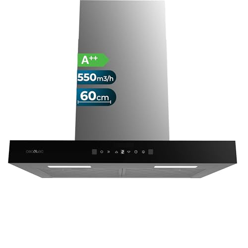 Cecotec - 60 cm Glass Black Extractor, 550m³/h Suction, Touch Control, LED Light
