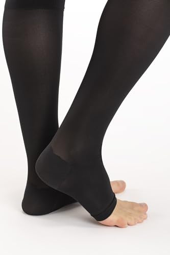 Relaxsan Compression Socks for Women and Men Made in Italy - 18-23 mmHg - Anti Embolism Stockings Open Toe - M0350A (1 Pair - Black, XL) - Medaid International