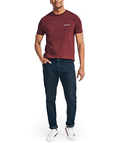 Nautica Men's Short Sleeve Solid Crew Neck T-Shirt, Royal Burgundy, Small - Medaid International