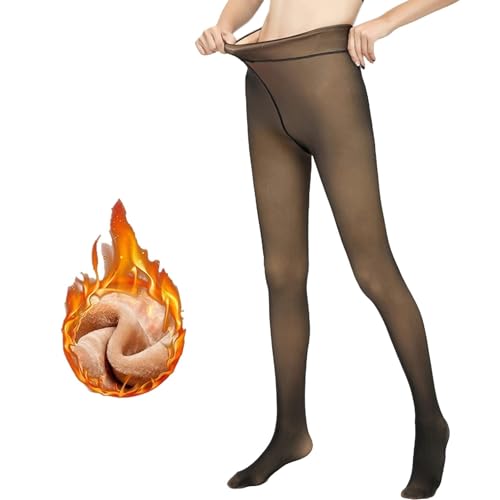 Mitid Fleece Lined Tights Women Leggings Thermal Pantyhose Fake Translucent Opaque High Waisted Winter Warm Sheer Tight - Medaid International